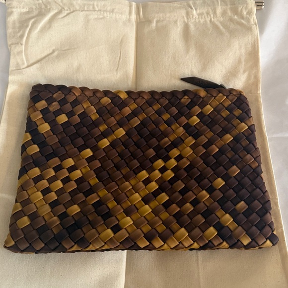 New Naghedi woven neoprene top zip clutch pouch. Color called fez or tortoise. - Picture 9 of 11